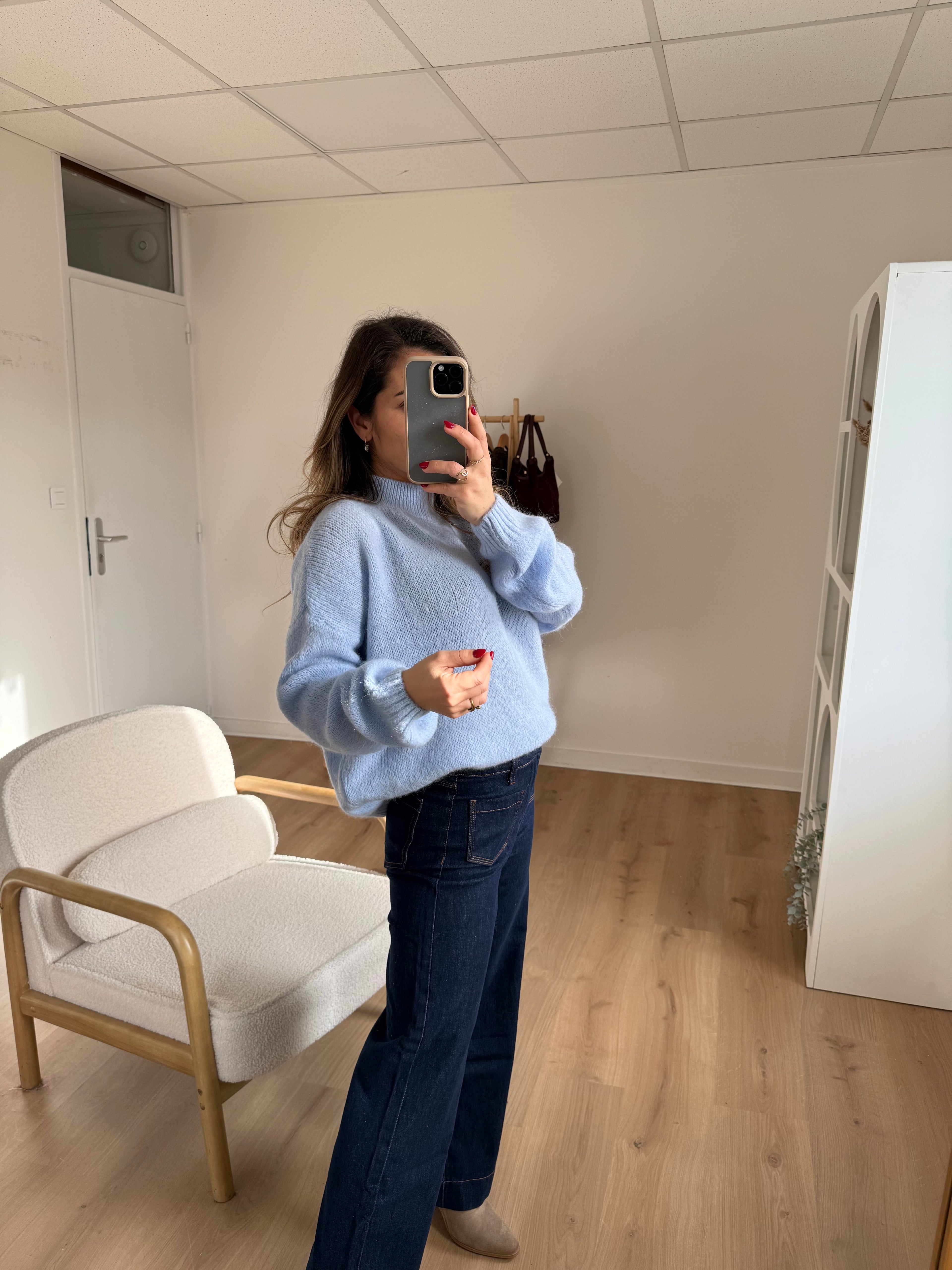 Hortense Crew-Neck Knitted Sweater Glacier Blue