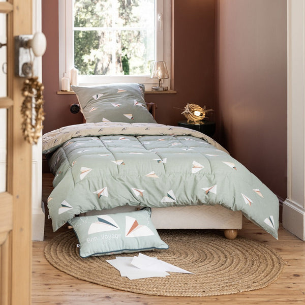 Petits Papiers - Couette Imprimée + Taie(s) D'Oreiller - Coton Imprimé