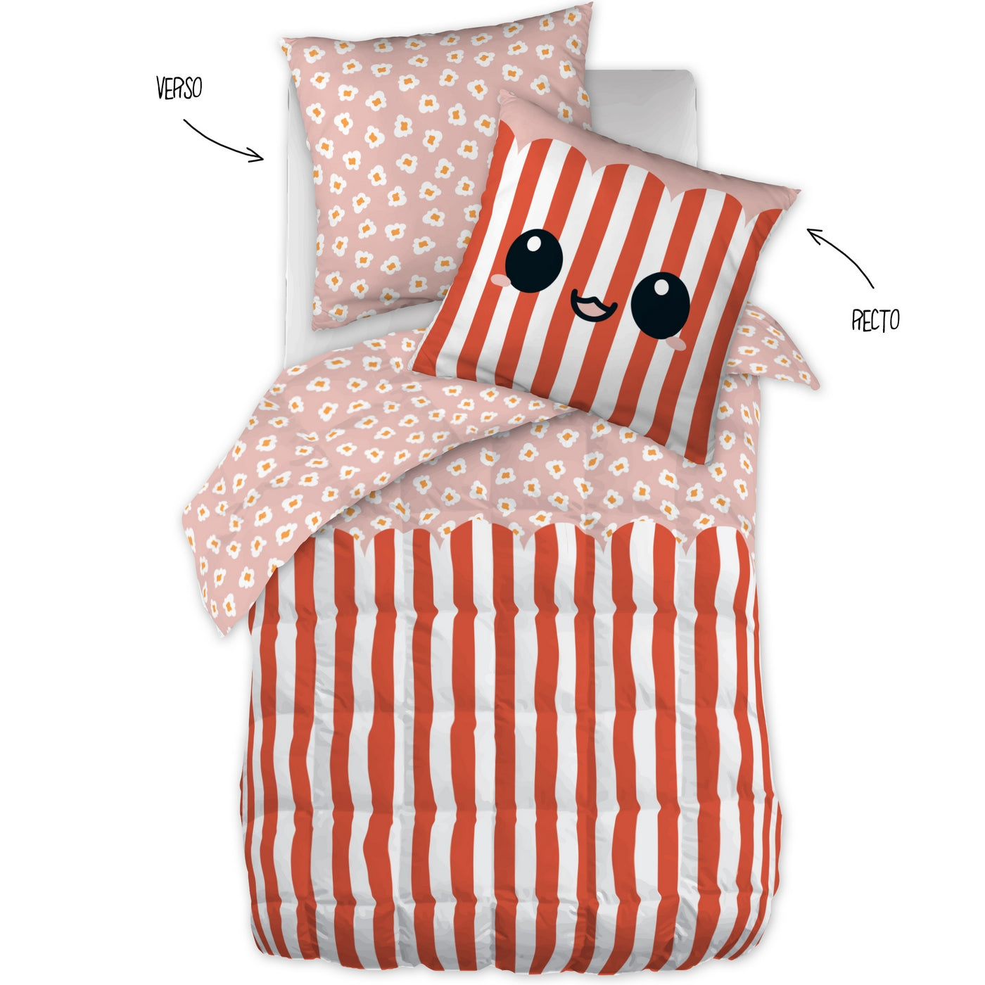Fresh Popcorn - Couette Imprimée + Taie(s) D'Oreiller - Coton Imprimé