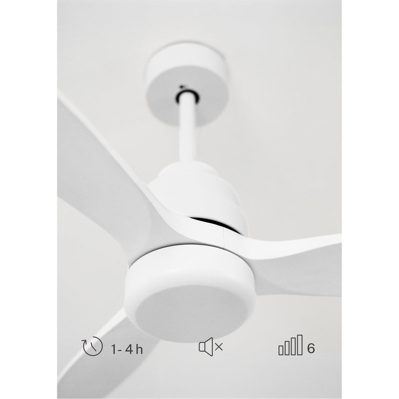 Wind Stylance - 40W Silent Ceiling Fan - 132cm 100% Wood with Remote Control - White