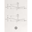 Wind Stylance - 40W Silent Ceiling Fan - 132cm 100% Wood with Remote Control - White