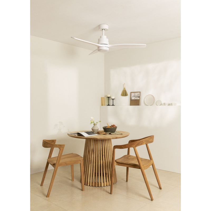 Wind Stylance - 40W Silent Ceiling Fan - 132cm 100% Wood with Remote Control - White