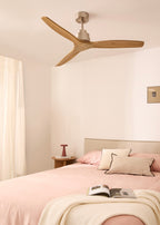 Wind Stylance - Ventilateur De Plafond 40W Silencieux 100% Bois - Nickel/Bois Clair