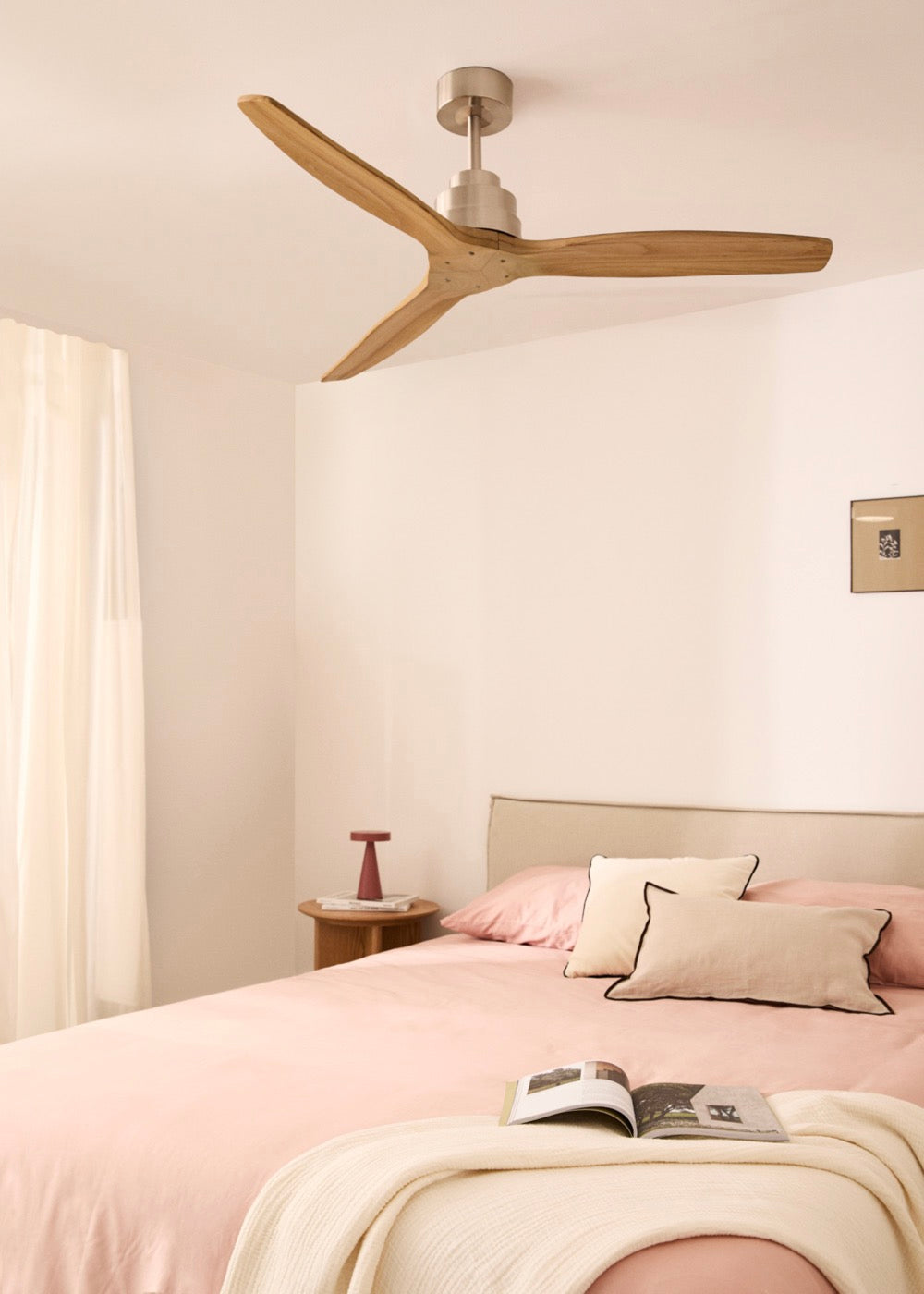 Wind Stylance - Ventilateur De Plafond 40W Silencieux 100% Bois - Nickel/Bois Clair