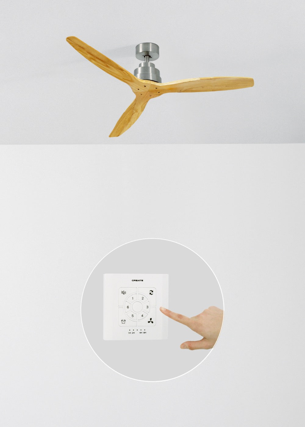 Wind Stylance - Ventilateur De Plafond 40W Silencieux 100% Bois - Nickel/Bois Clair