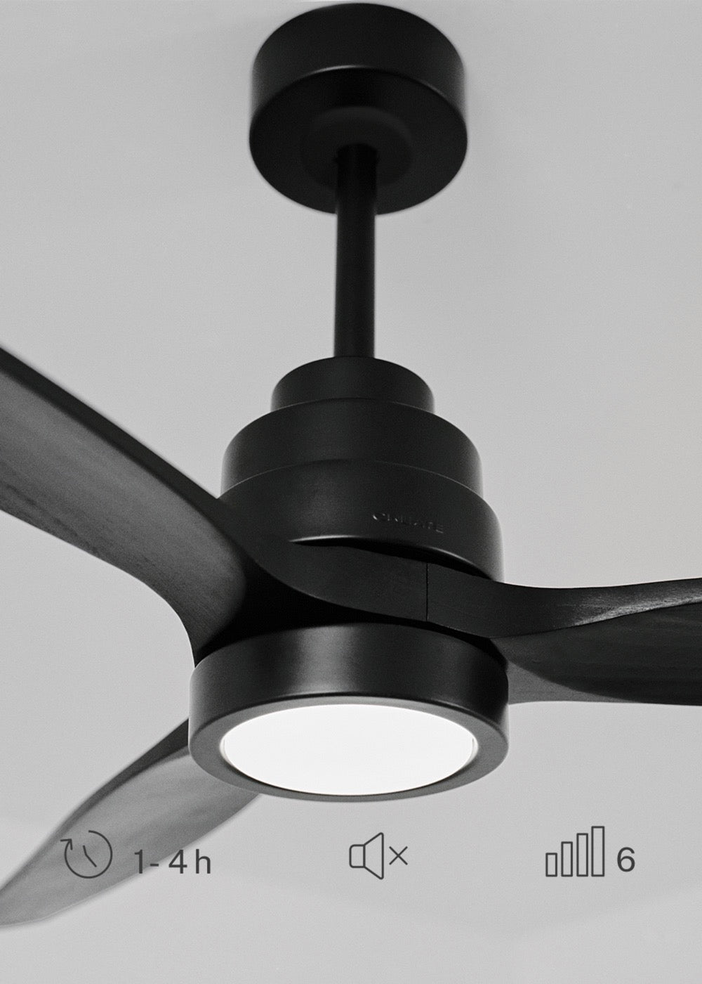Wind Stylance - Ventilateur De Plafond 40W Silencieux 100% Bois - Noir