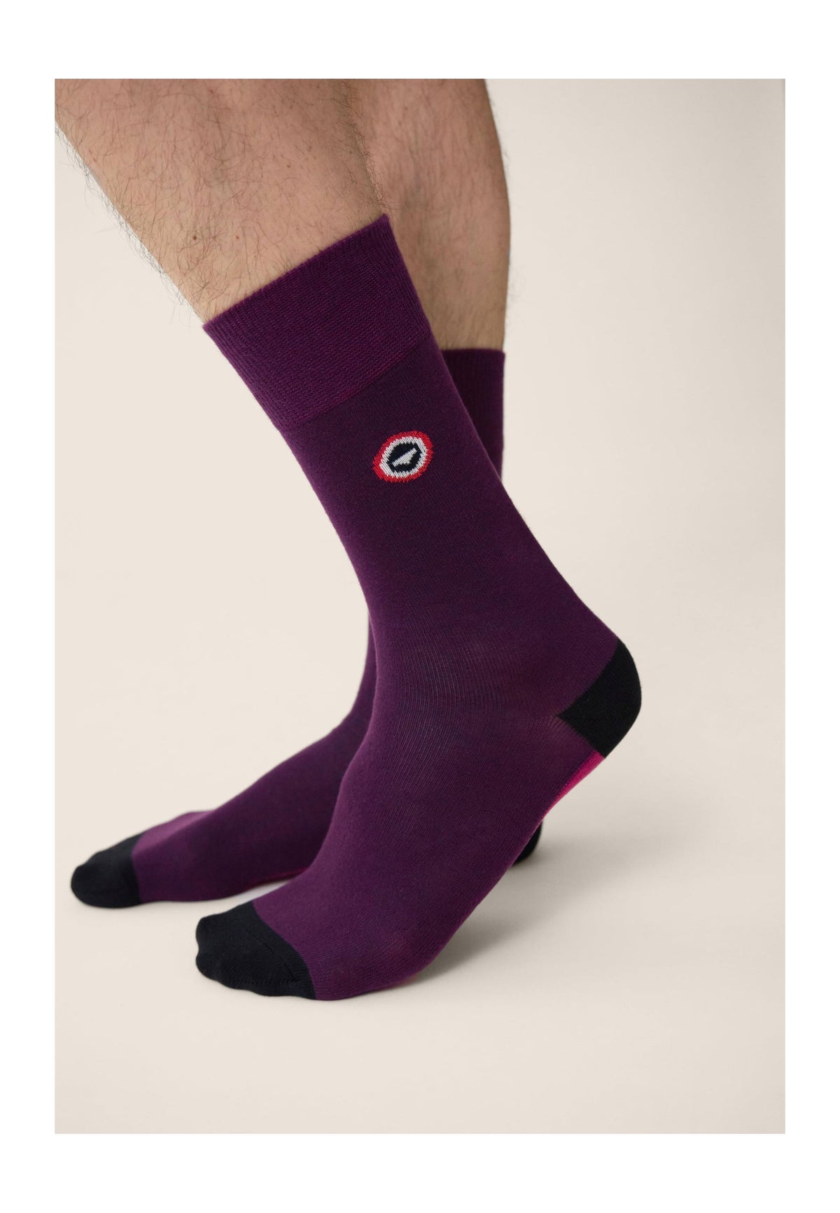 Lucas Demi Bloc Patterned Calf-Length Socks - Plum