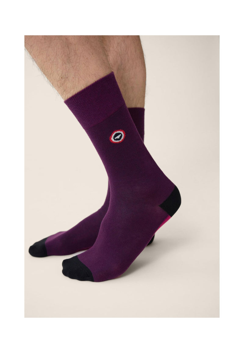 Chaussettes Mi-Hautes - Demi Bloc Prune