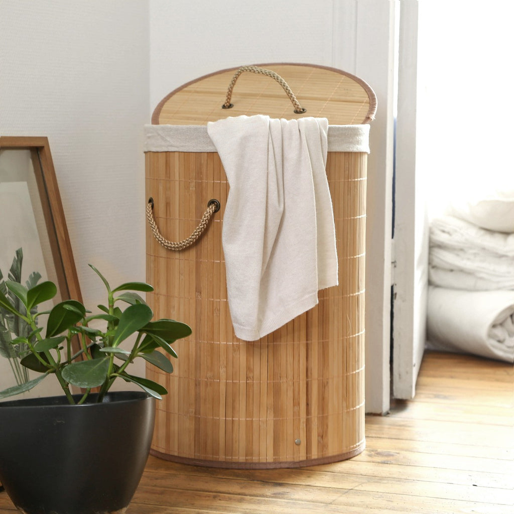 Round Bamboo Laundry Basket