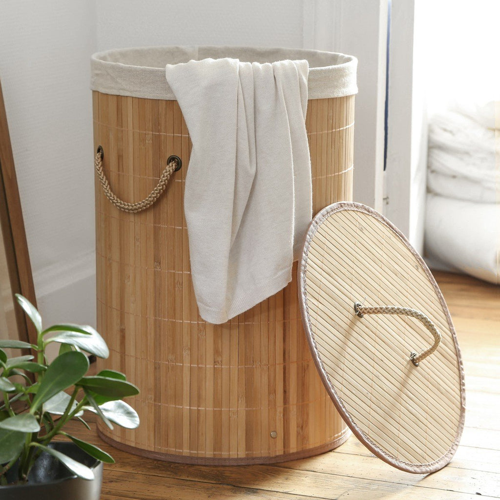 Round Bamboo Laundry Basket