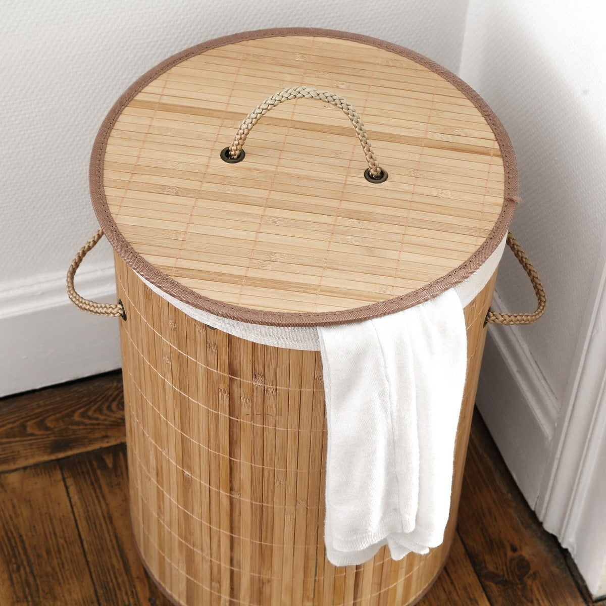 Round Bamboo Laundry Basket
