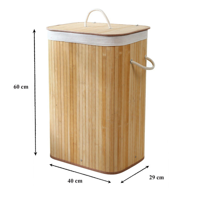 Panier À Linge Rectangulaire En Bambou - Bois Clair