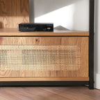 Jaya - 1 Door Corner Tv Unit With Rattan Canework - Light Wood