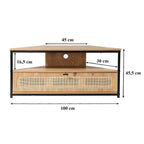 Jaya - 1 Door Corner Tv Unit With Rattan Canework - Light Wood