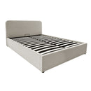 Livy - Cama contenedor 140x190 cm en pana beige con cabecero y somier - Beige