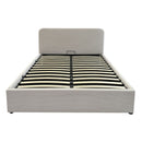Livy - Cama contenedor 140x190 cm en pana beige con cabecero y somier - Beige
