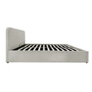 Livy - Cama contenedor 140x190 cm en pana beige con cabecero y somier - Beige