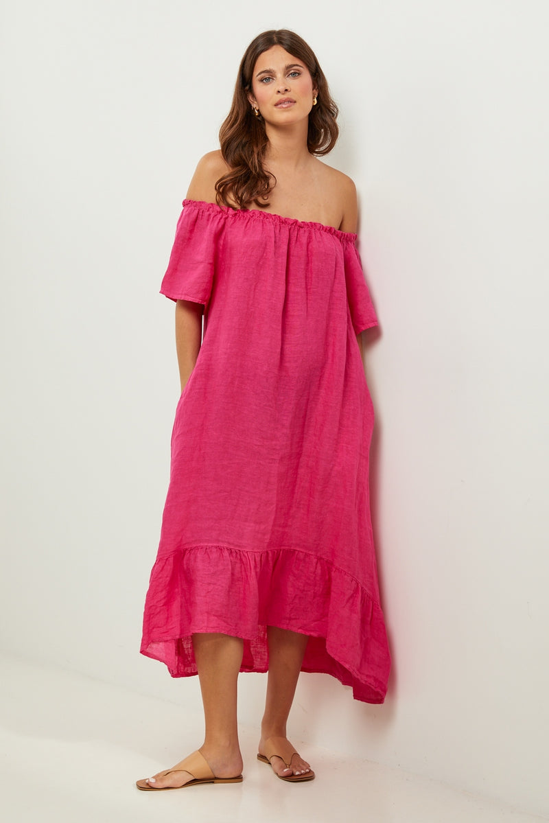 Autour Du Lin - Robe - Fuchsia - Femme