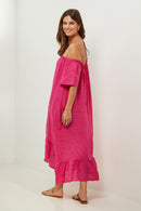 Autour Du Lin - Robe - Fuchsia - Femme