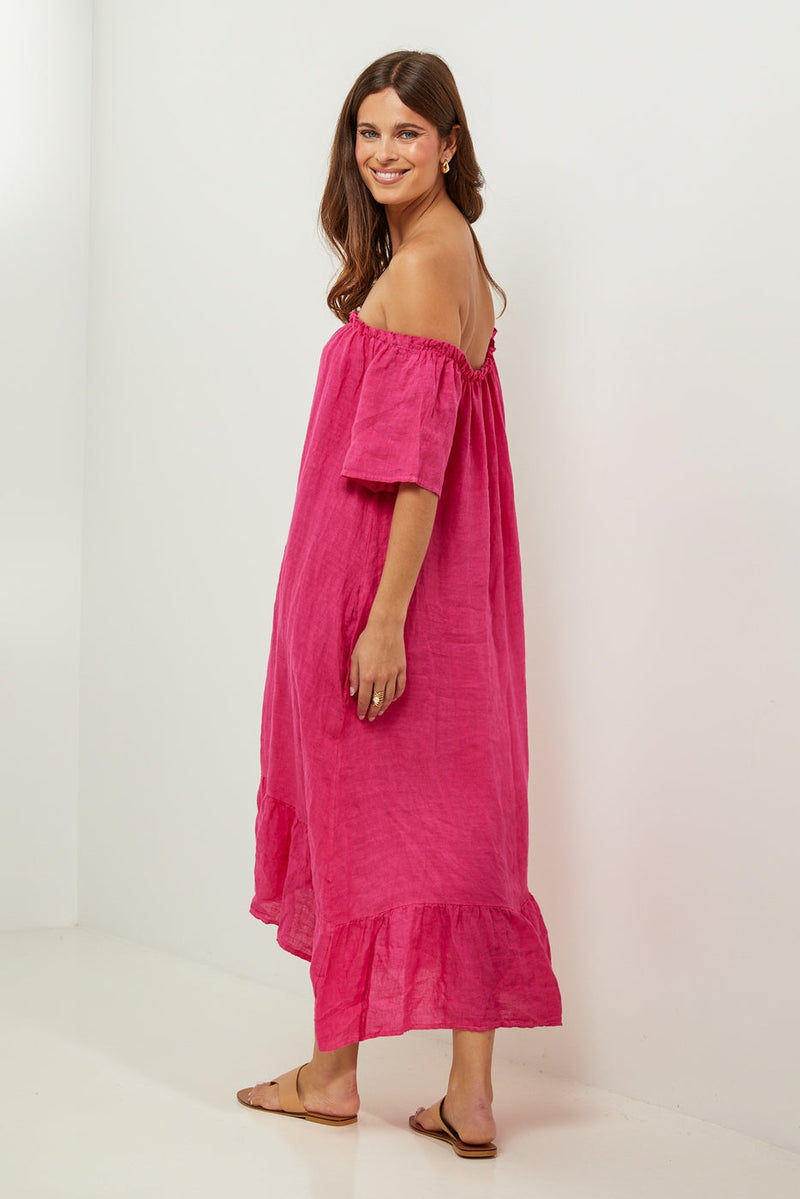 Autour Du Lin - Dress - Fuchsia - Women