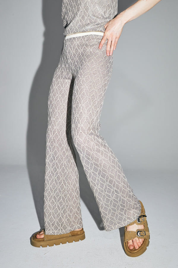 The Edwin Geo Knit Openwork Trousers Gold Black Made In Italy