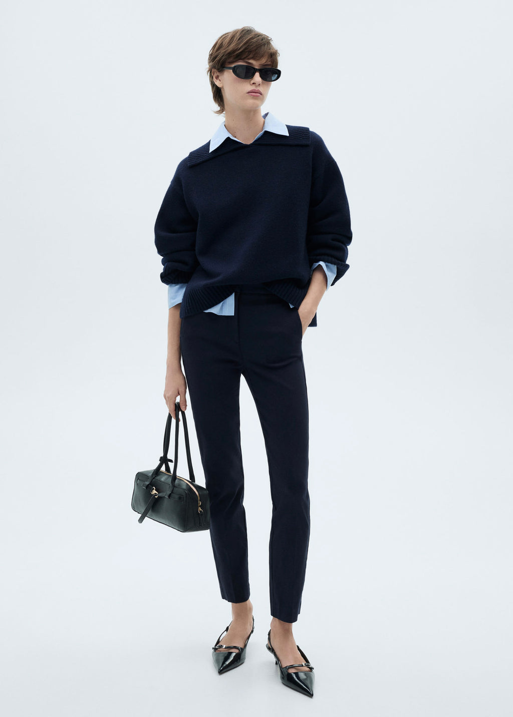 Skinny Crop Trousers - Dark Navy