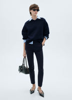 Skinny Crop Trousers - Dark Navy