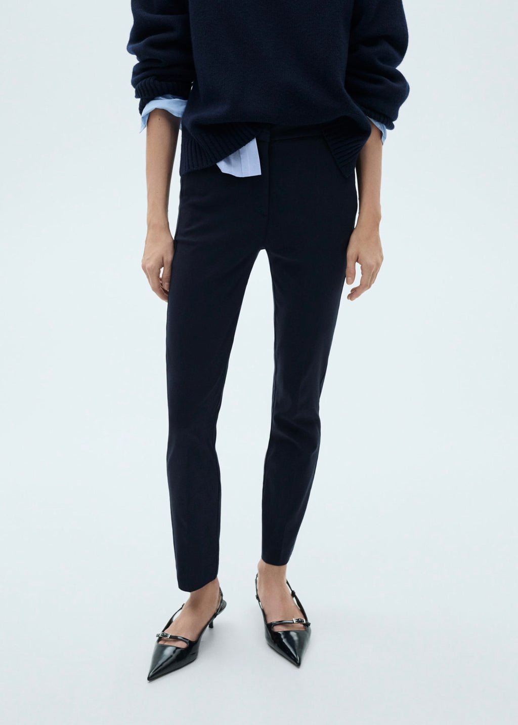 Skinny Crop Trousers - Dark Navy