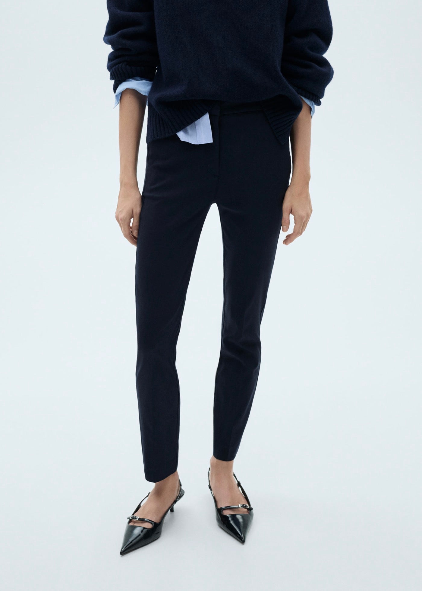Skinny Crop Trousers - Dark Navy