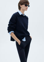 Skinny Crop Trousers - Dark Navy