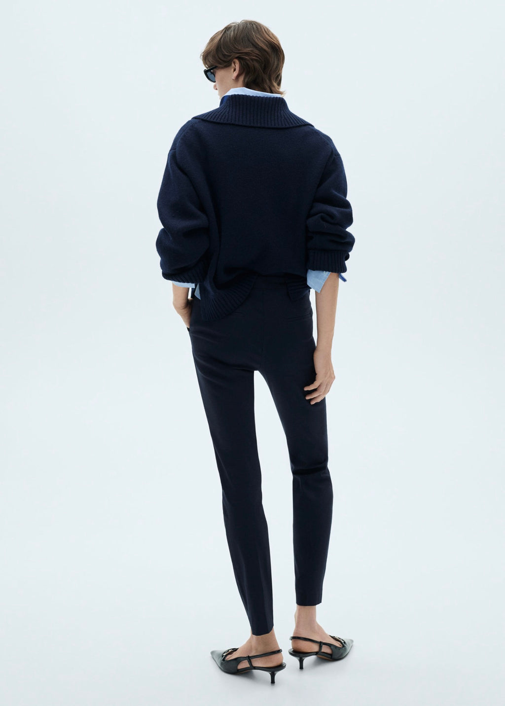 Skinny Crop Trousers - Dark Navy