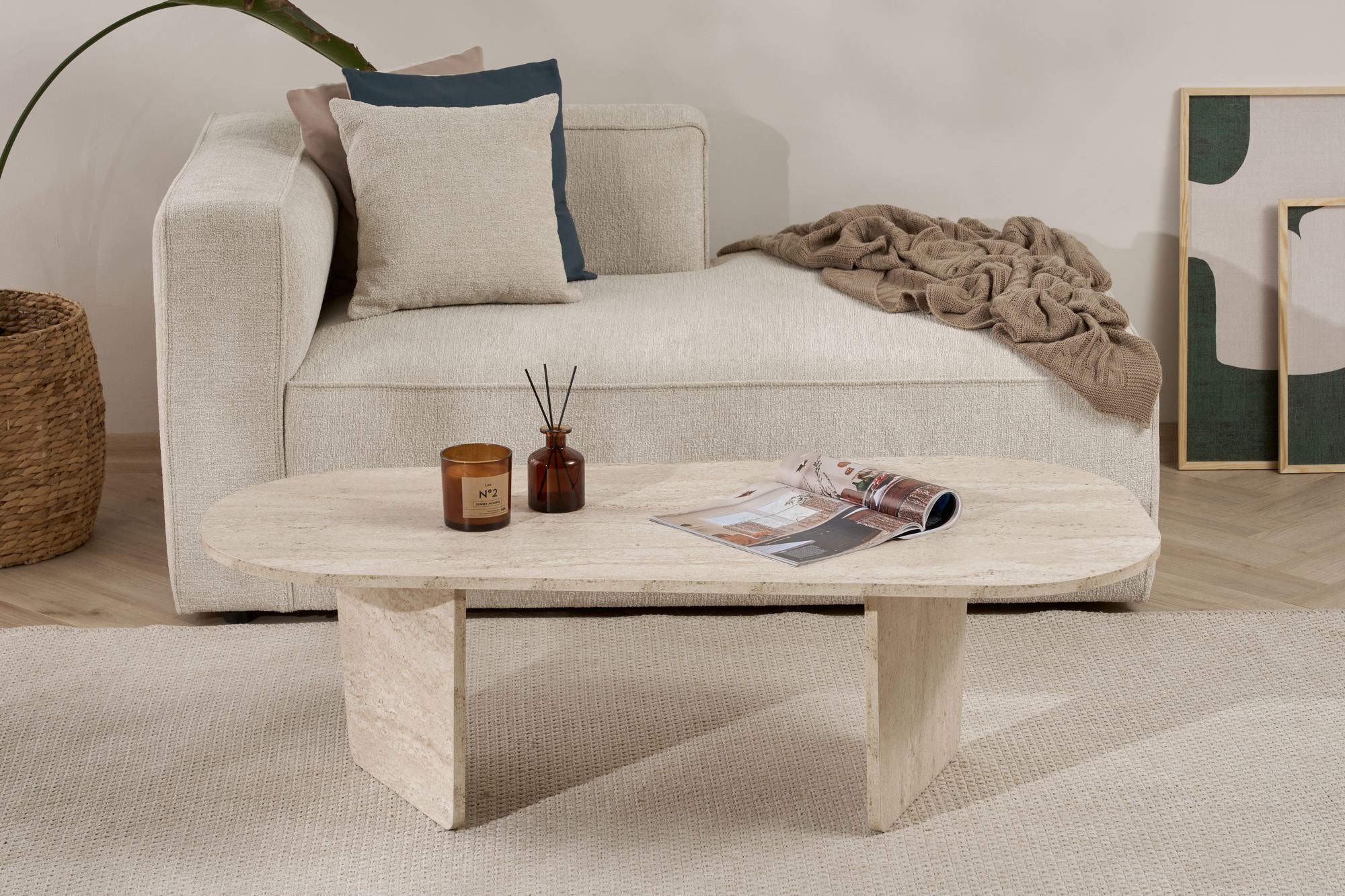 Ovalis - Coffee Table - Travertine