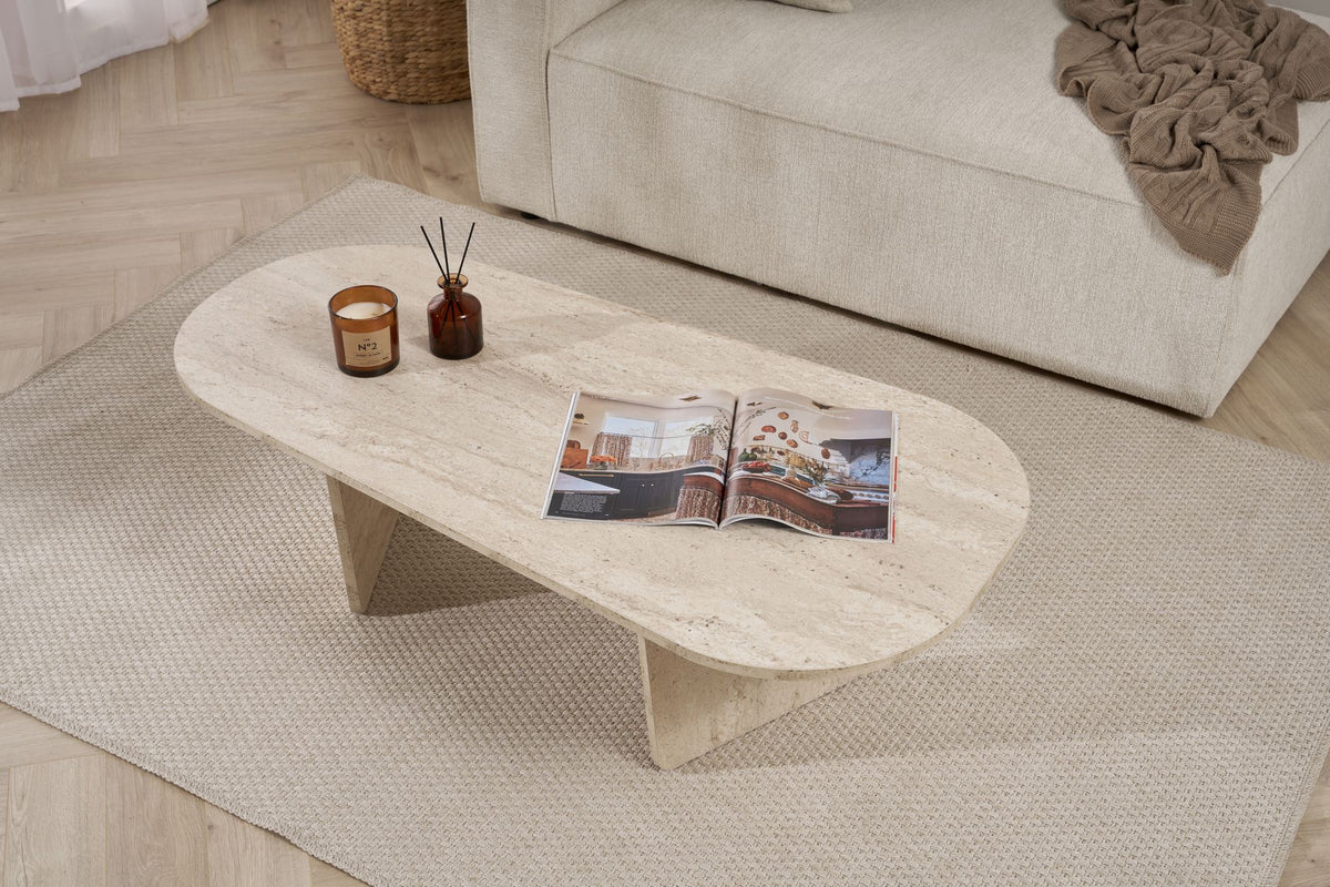 Ovalis - Coffee Table - Travertine
