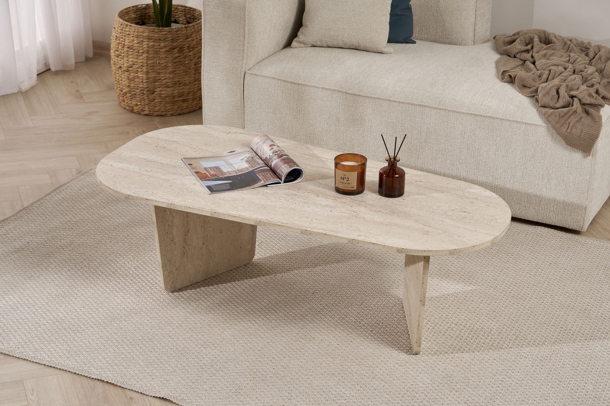 Ovalis - Coffee Table - Travertine