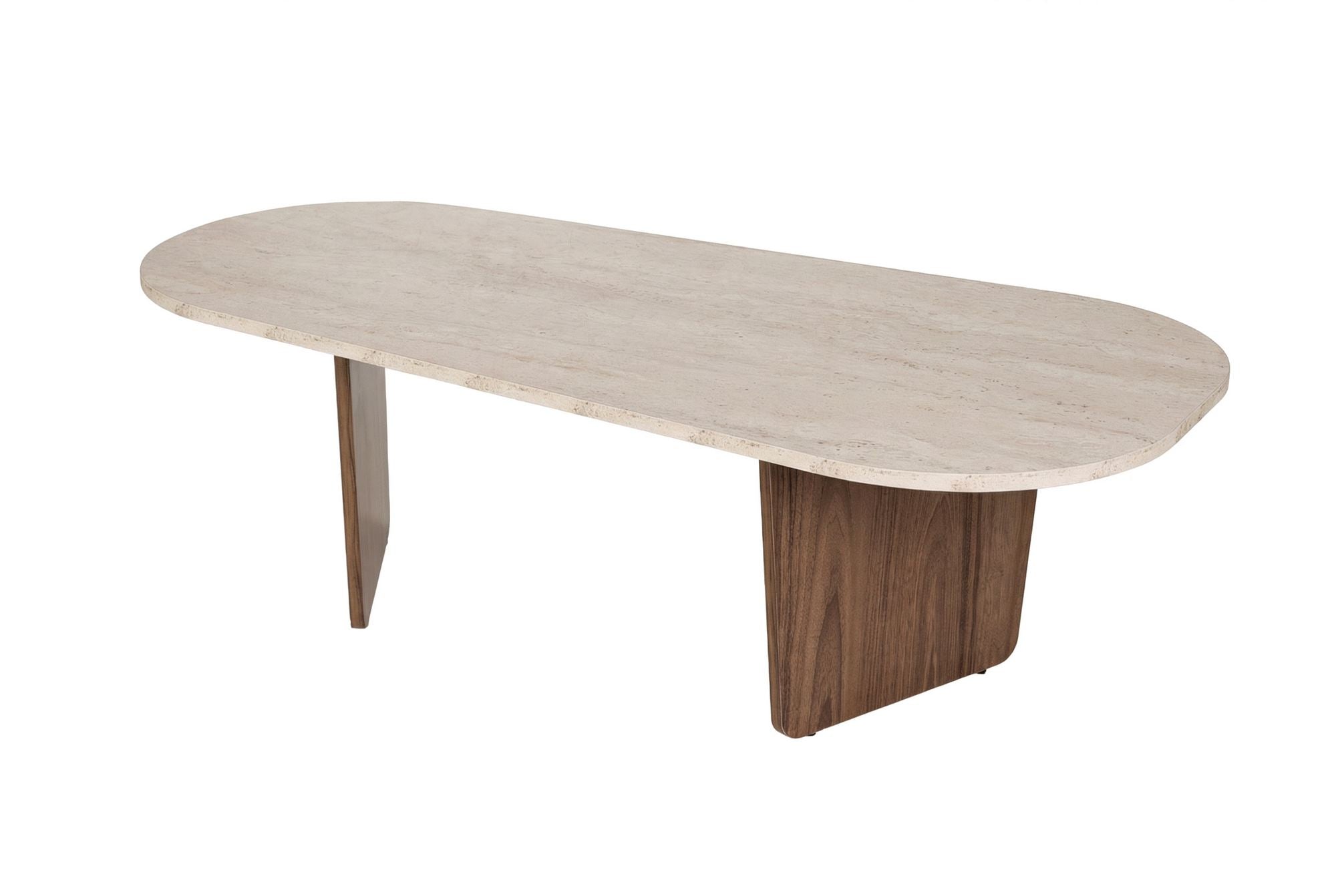 Ovalis - Coffee Table - Travertine/Venezia Walnut