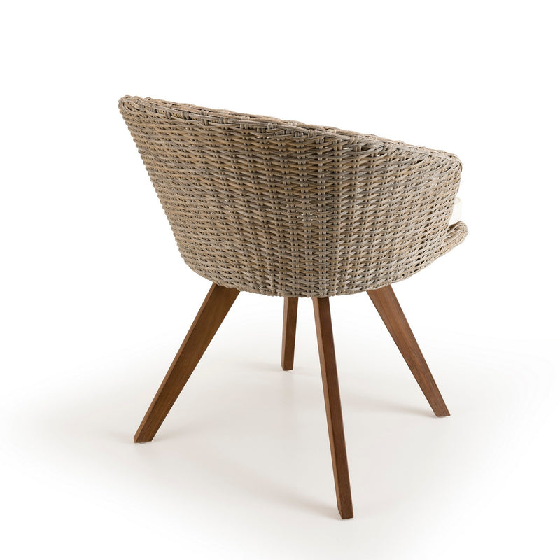 Vick - Chaise De Jardin - Rotin Synthétique - Taupe/Marron/Beige