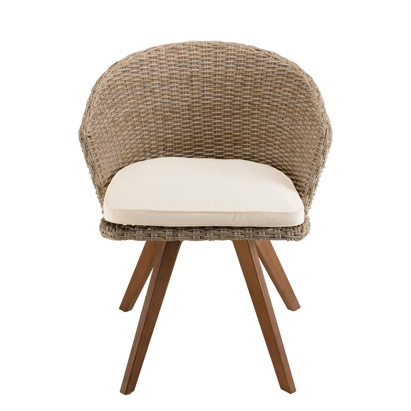 Vick - Chaise De Jardin - Rotin Synthétique - Taupe/Marron/Beige