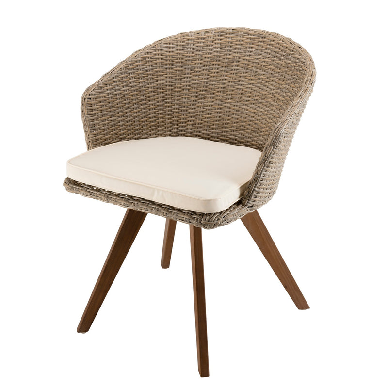 Vick - Chaise De Jardin - Rotin Synthétique - Taupe/Marron/Beige