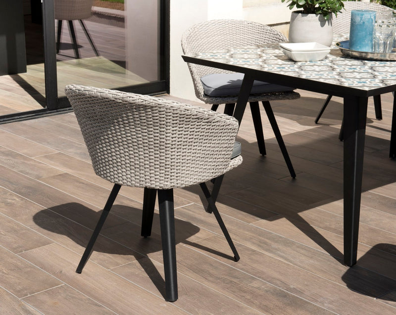 Vick - Chaise De Jardin - Rotin Synthétique - Noir/Gris