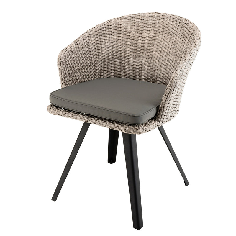 Vick - Chaise De Jardin - Rotin Synthétique - Noir/Gris