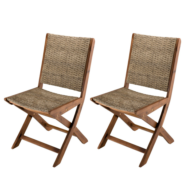 Vick - Lot De 2 Chaises Jardin - Rotin Synthétique - Taupe/Marron