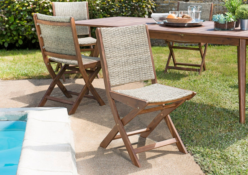 Vick - Lot De 2 Chaises Jardin - Rotin Synthétique - Taupe/Marron