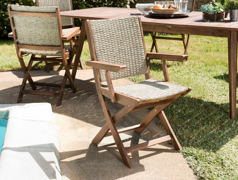 Vick - Lot De 2 Fauteuils Jardin - Rotin Synthétique - Taupe/Marron