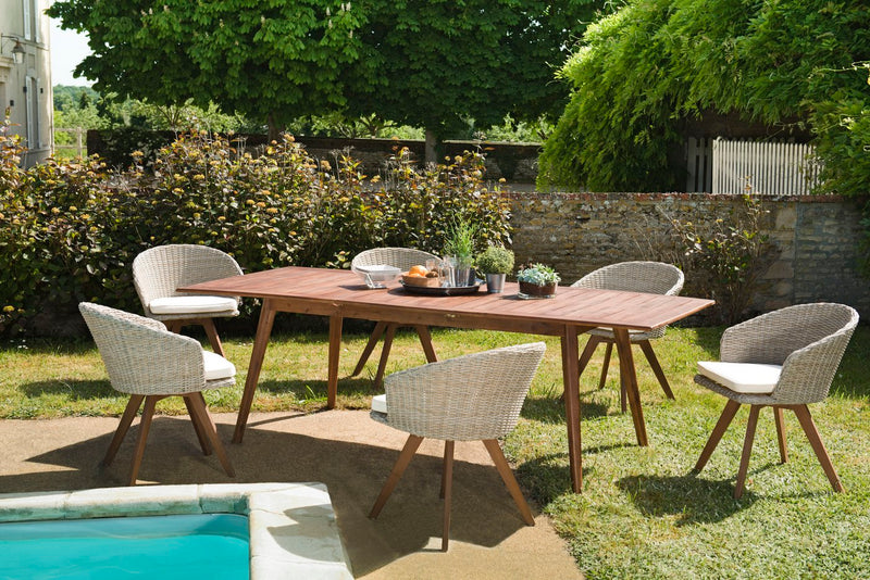 Vick - Salon De Jardin - Acacia - Taupe/Marron/Beige