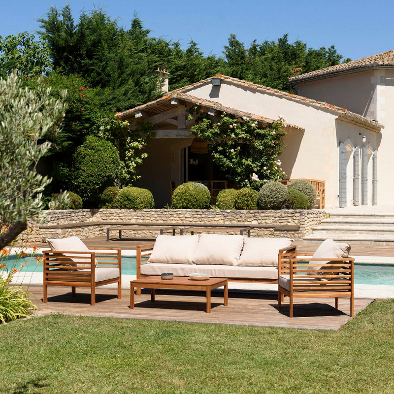 Vick - Salon De Jardin - Acacia - Taupe/Marron