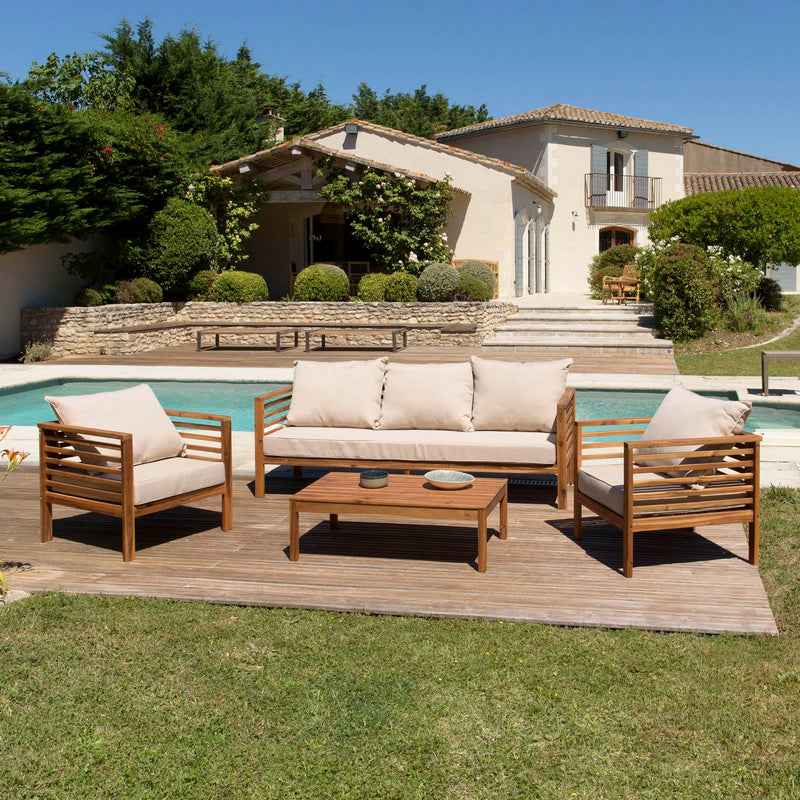 Vick - Salon De Jardin - Acacia - Taupe/Marron