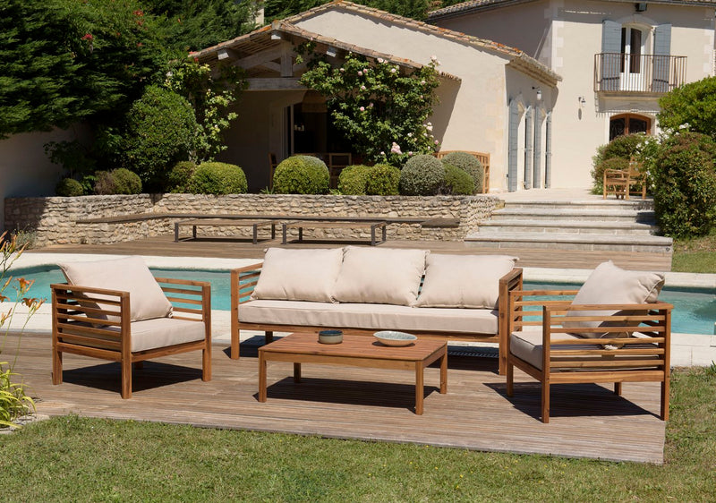 Vick - Salon De Jardin - Acacia - Taupe/Marron