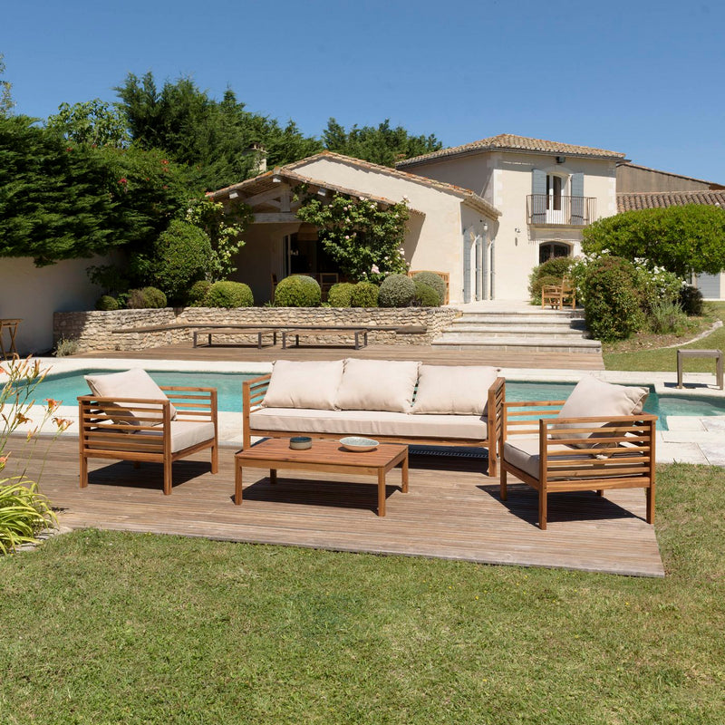 Vick - Salon De Jardin - Acacia - Taupe/Marron