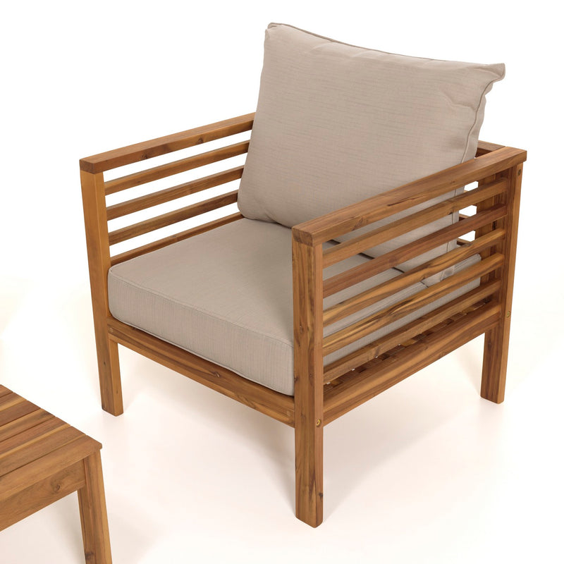 Vick - Salon De Jardin - Acacia - Taupe/Marron