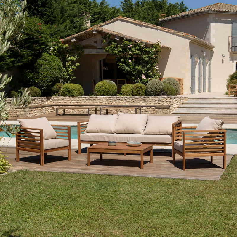 Vick - Salon De Jardin - Acacia - Taupe/Marron